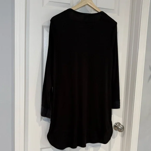 Calvin Klein Black Long Sleeve Ribbed CK Logo Sleep Shirt Nightgown Women Sz XL - Picture 6 of 8